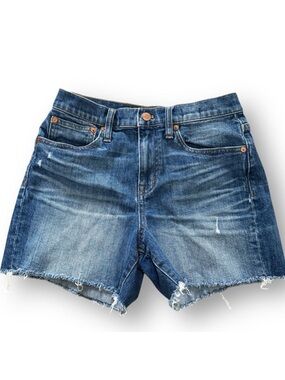 Madewell High-Rise Denim Shorts Destroyed Distressed Medium Wash size 25